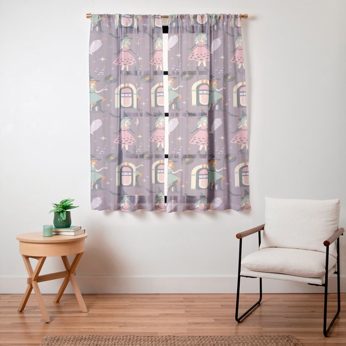 50s Witch Vibes Window Curtain