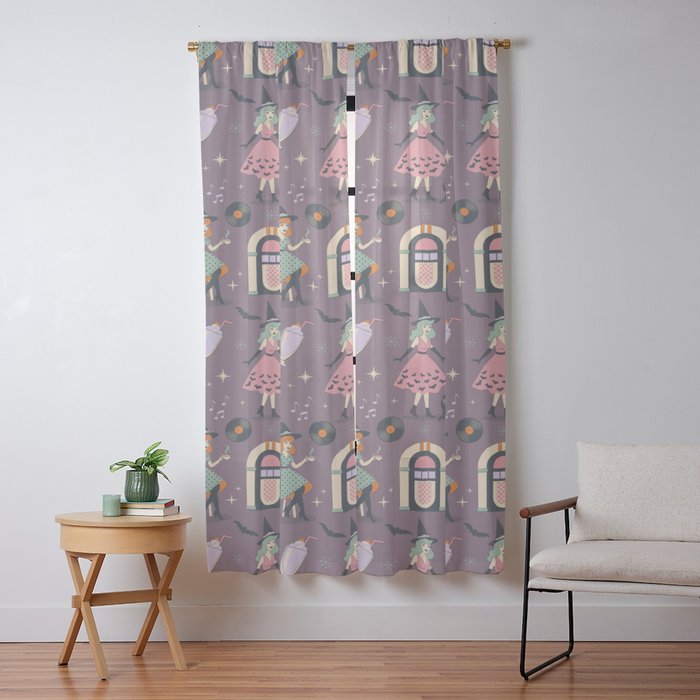 50s Witch Vibes Window Curtain