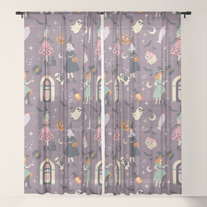 50s Witch Vibes Window Curtain