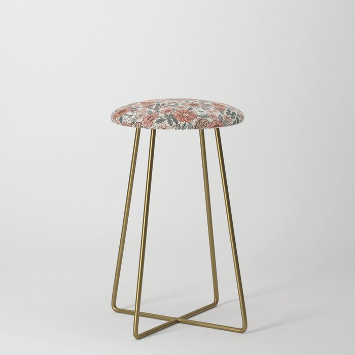 70s flowers - 70s, retro, spring, floral, florals, floral pattern, retro flowers, boho, hippie, earthy, muted Stool