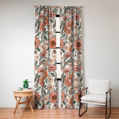 70s flowers - 70s, retro, spring, floral, florals, floral pattern, retro flowers, boho, hippie, earthy, muted Window Curtain
