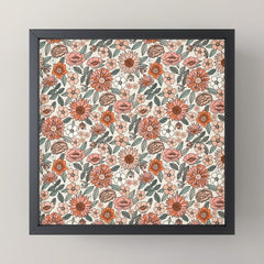 70s flowers - 70s, retro, spring, floral, florals, floral pattern, retro flowers, boho, hippie, earthy, muted Mini Art Print