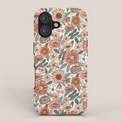 70s flowers - 70s, retro, spring, floral, florals, floral pattern, retro flowers, boho, hippie, earthy, muted iPhone Case