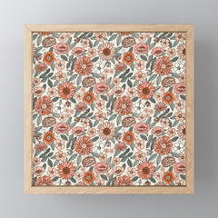 70s flowers - 70s, retro, spring, floral, florals, floral pattern, retro flowers, boho, hippie, earthy, muted Mini Art Print