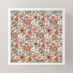 70s flowers - 70s, retro, spring, floral, florals, floral pattern, retro flowers, boho, hippie, earthy, muted Mini Art Print