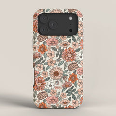70s flowers - 70s, retro, spring, floral, florals, floral pattern, retro flowers, boho, hippie, earthy, muted iPhone Case