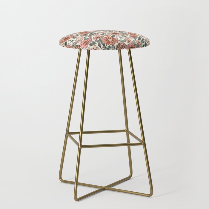 70s flowers - 70s, retro, spring, floral, florals, floral pattern, retro flowers, boho, hippie, earthy, muted Stool