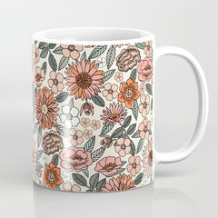 70s flowers - 70s, retro, spring, floral, florals, floral pattern, retro flowers, boho, hippie, earthy, muted Coffee Mug