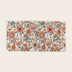 70s flowers - 70s, retro, spring, floral, florals, floral pattern, retro flowers, boho, hippie, earthy, muted Bath Towel