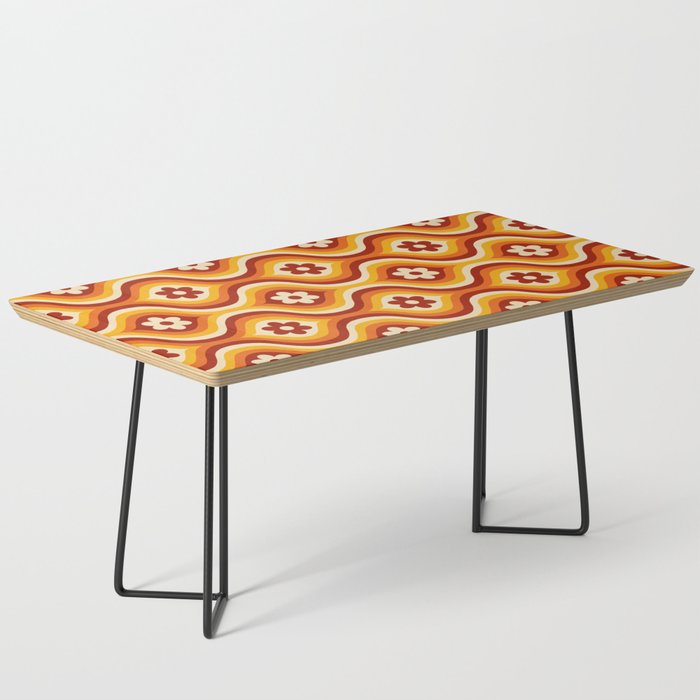 70s Groovy Daisy Ovals Pattern Coffee Table