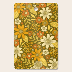 1970s Retro Flowers Pattern in Yellow, Orange & Olive Green Cutting Board