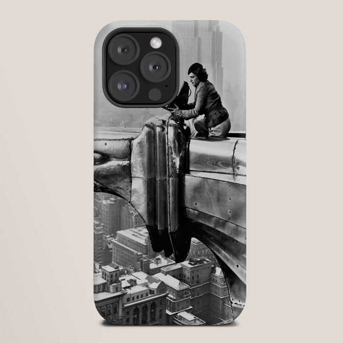 1930 Margaret Bourke-White atop of the world New York City skyline black and white photograph iPhone Case