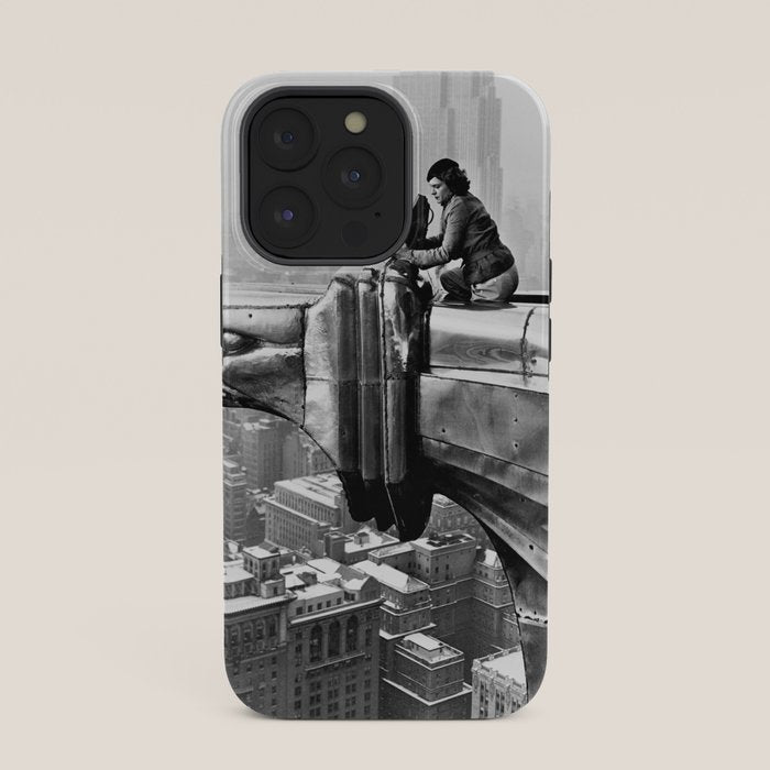 1930 Margaret Bourke-White atop of the world New York City skyline black and white photograph iPhone Case