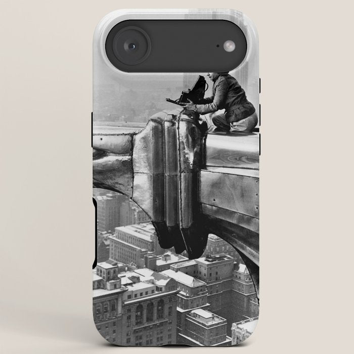 1930 Margaret Bourke-White atop of the world New York City skyline black and white photograph iPhone Case