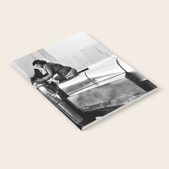 1930 Margaret Bourke-White atop of the world New York City skyline black and white photograph Notebook