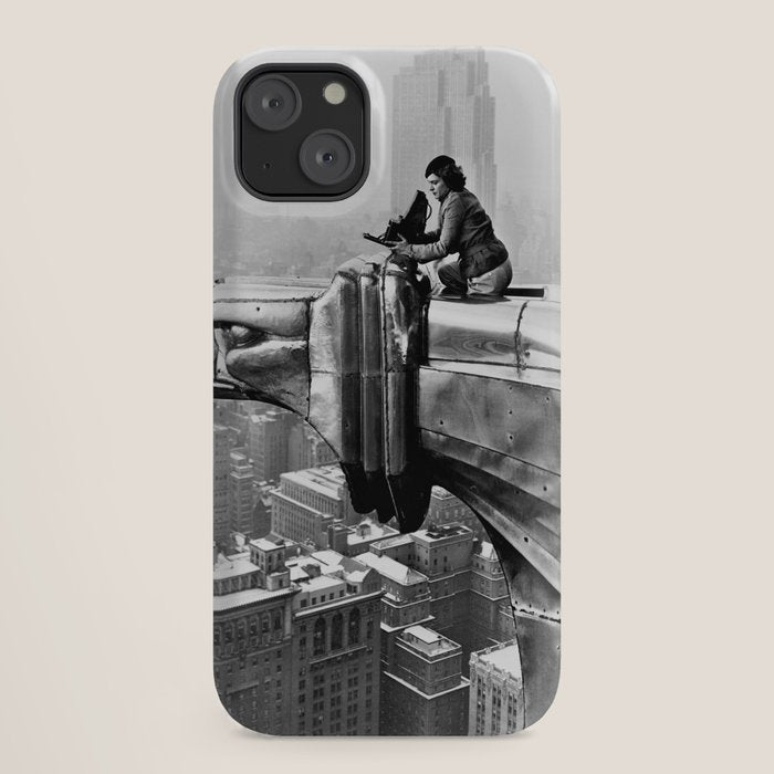 1930 Margaret Bourke-White atop of the world New York City skyline black and white photograph iPhone Case