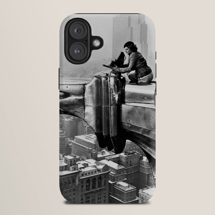 1930 Margaret Bourke-White atop of the world New York City skyline black and white photograph iPhone Case