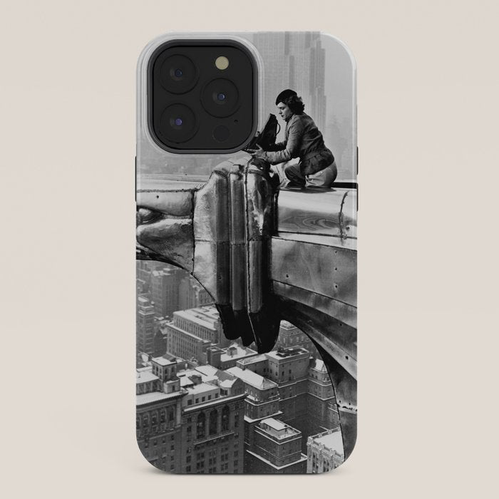 1930 Margaret Bourke-White atop of the world New York City skyline black and white photograph iPhone Case