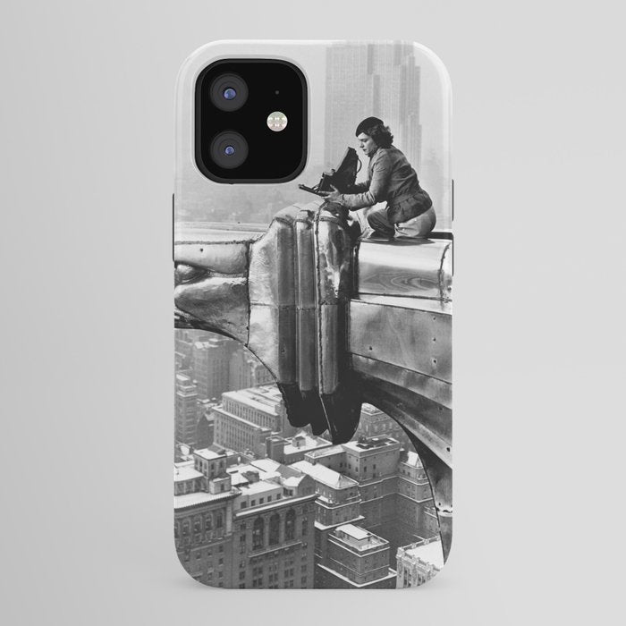 1930 Margaret Bourke-White atop of the world New York City skyline black and white photograph iPhone Case