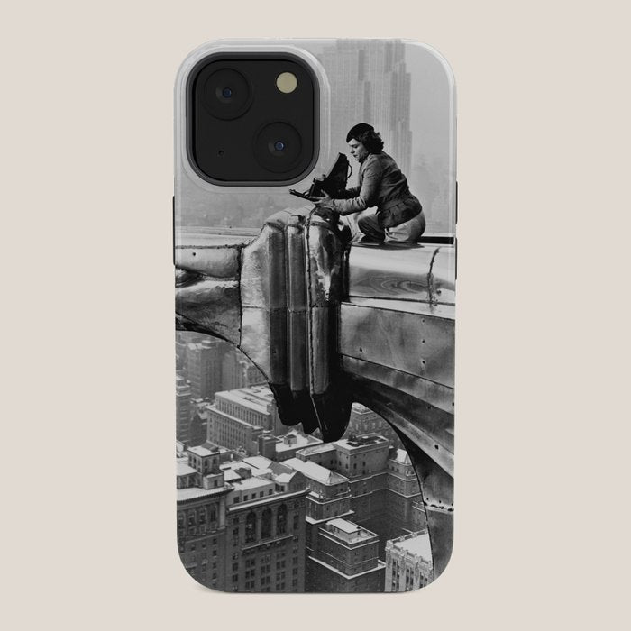 1930 Margaret Bourke-White atop of the world New York City skyline black and white photograph iPhone Case