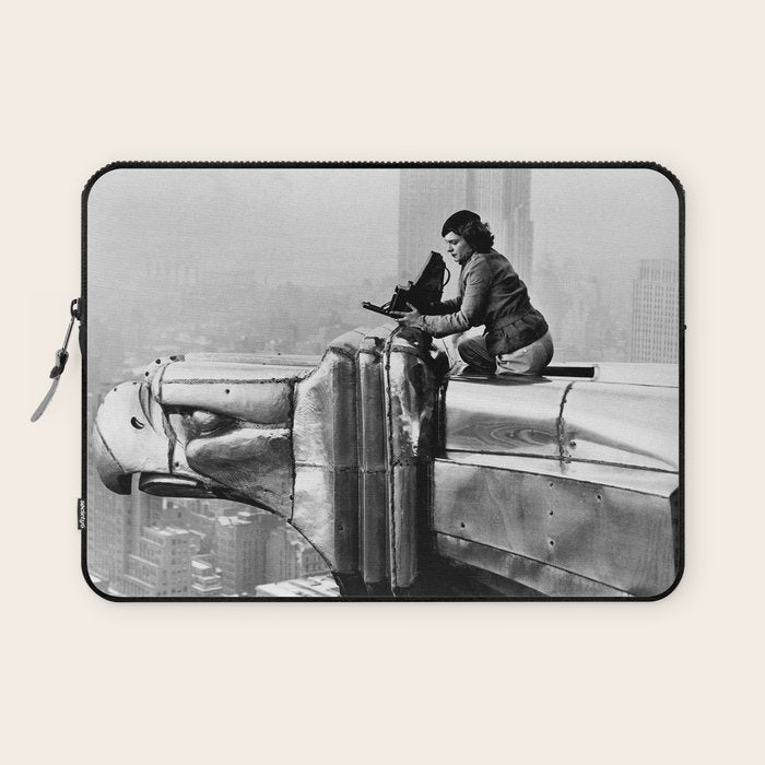 1930 Margaret Bourke-White atop of the world New York City skyline black and white photograph Laptop Sleeve