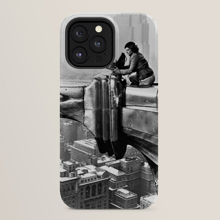 1930 Margaret Bourke-White atop of the world New York City skyline black and white photograph iPhone Case