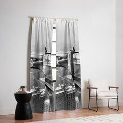 1930 Margaret Bourke-White atop of the world New York City skyline black and white photograph Window Curtain
