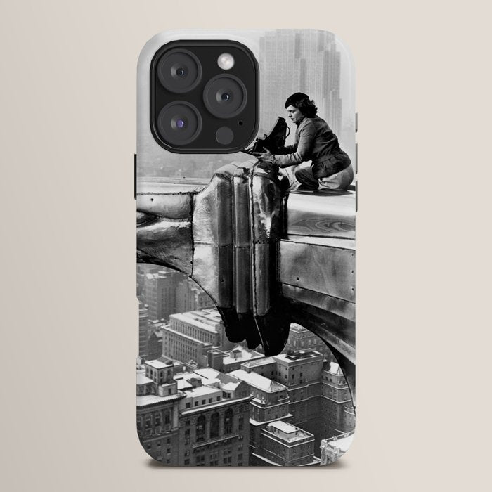 1930 Margaret Bourke-White atop of the world New York City skyline black and white photograph iPhone Case