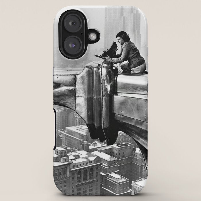 1930 Margaret Bourke-White atop of the world New York City skyline black and white photograph iPhone Case