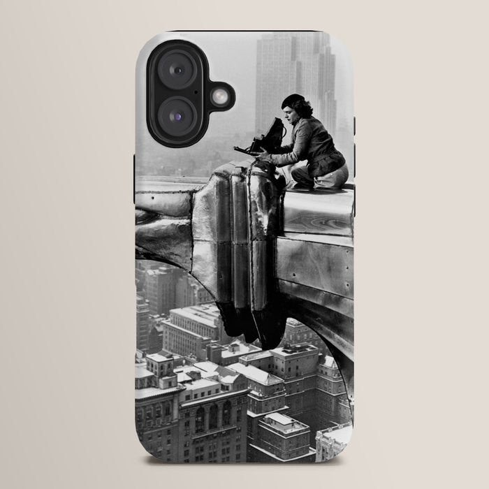 1930 Margaret Bourke-White atop of the world New York City skyline black and white photograph iPhone Case