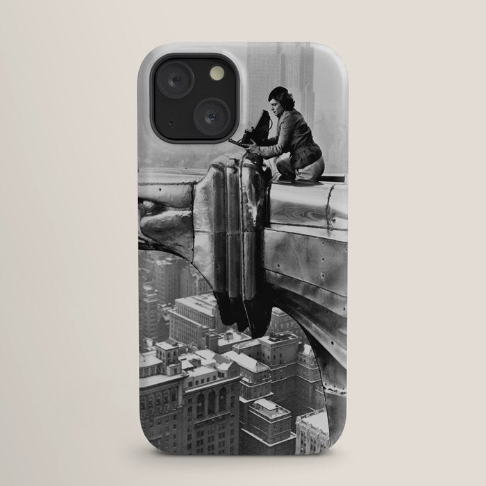 1930 Margaret Bourke-White atop of the world New York City skyline black and white photograph iPhone Case