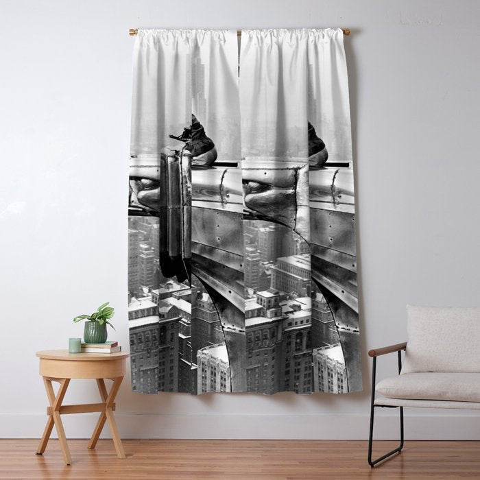 1930 Margaret Bourke-White atop of the world New York City skyline black and white photograph Window Curtain