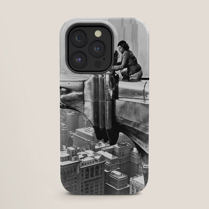1930 Margaret Bourke-White atop of the world New York City skyline black and white photograph iPhone Case