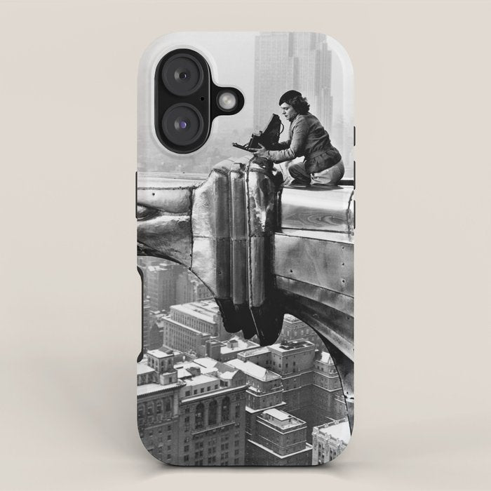 1930 Margaret Bourke-White atop of the world New York City skyline black and white photograph iPhone Case