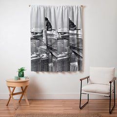 1930 Margaret Bourke-White atop of the world New York City skyline black and white photograph Window Curtain