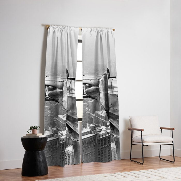 1930 Margaret Bourke-White atop of the world New York City skyline black and white photograph Window Curtain