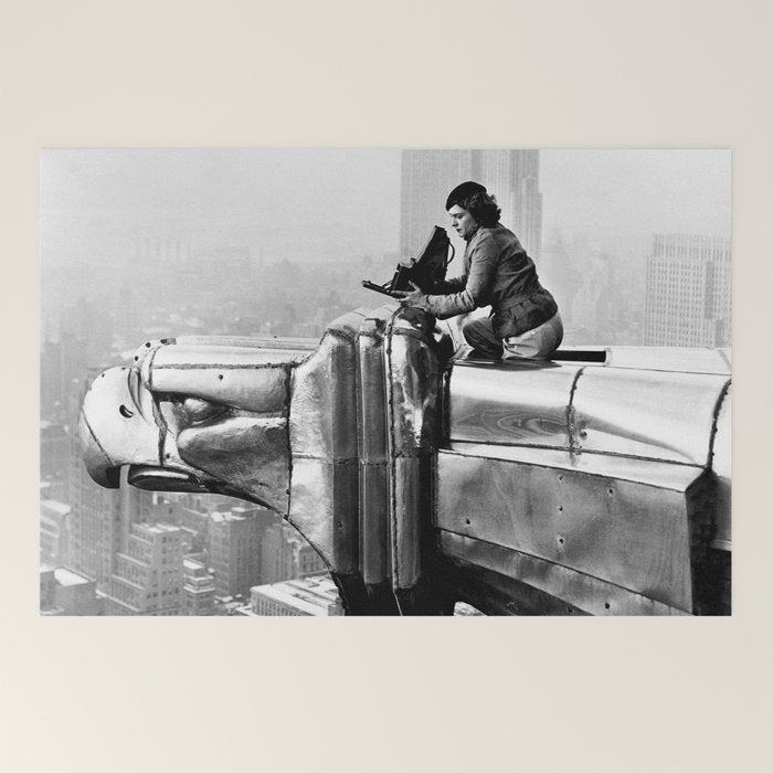 1930 Margaret Bourke-White atop of the world New York City skyline black and white photograph Welcome Mat