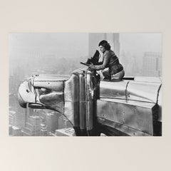 1930 Margaret Bourke-White atop of the world New York City skyline black and white photograph Welcome Mat