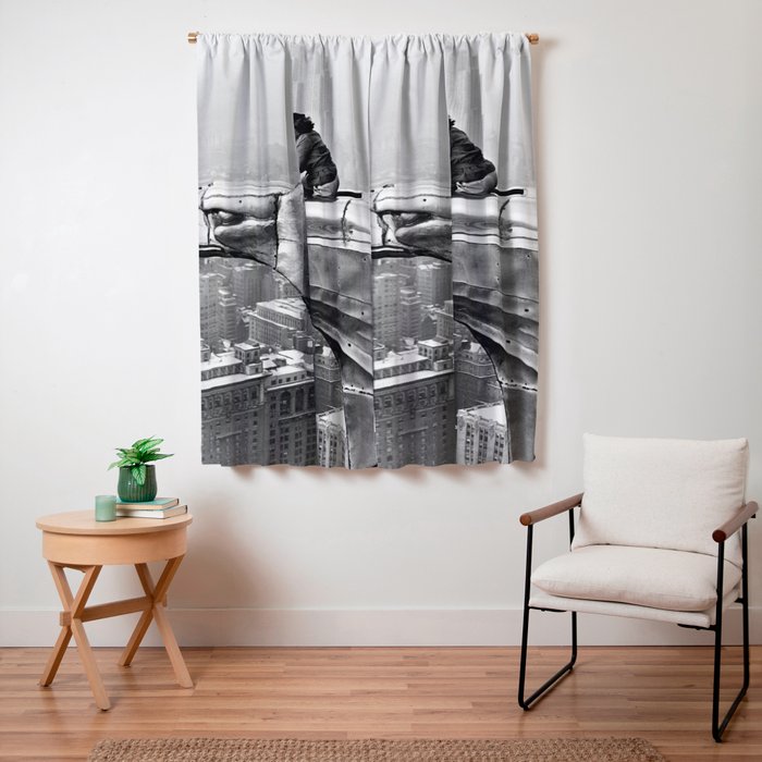 1930 Margaret Bourke-White atop of the world New York City skyline black and white photograph Window Curtain
