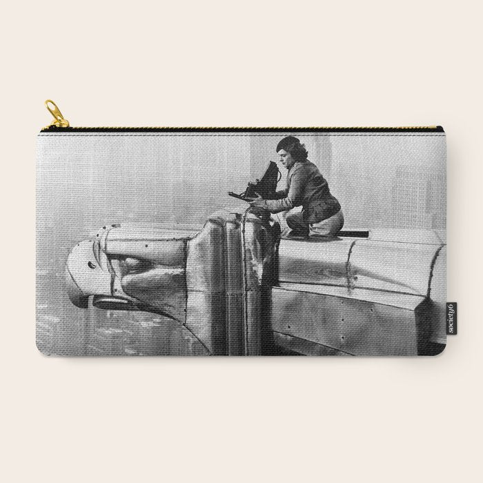 1930 Margaret Bourke-White atop of the world New York City skyline black and white photograph Carry All Pouch