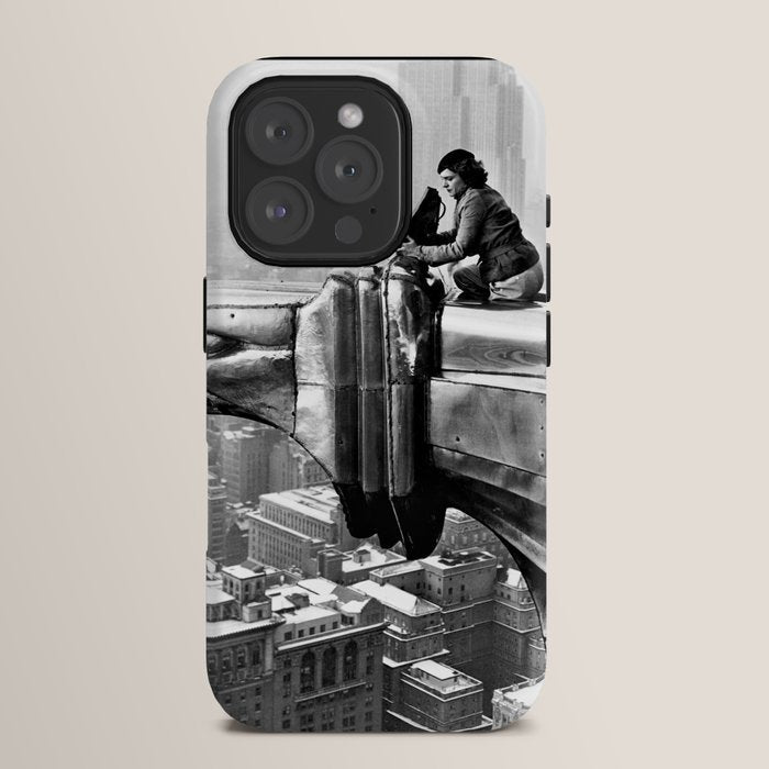 1930 Margaret Bourke-White atop of the world New York City skyline black and white photograph iPhone Case