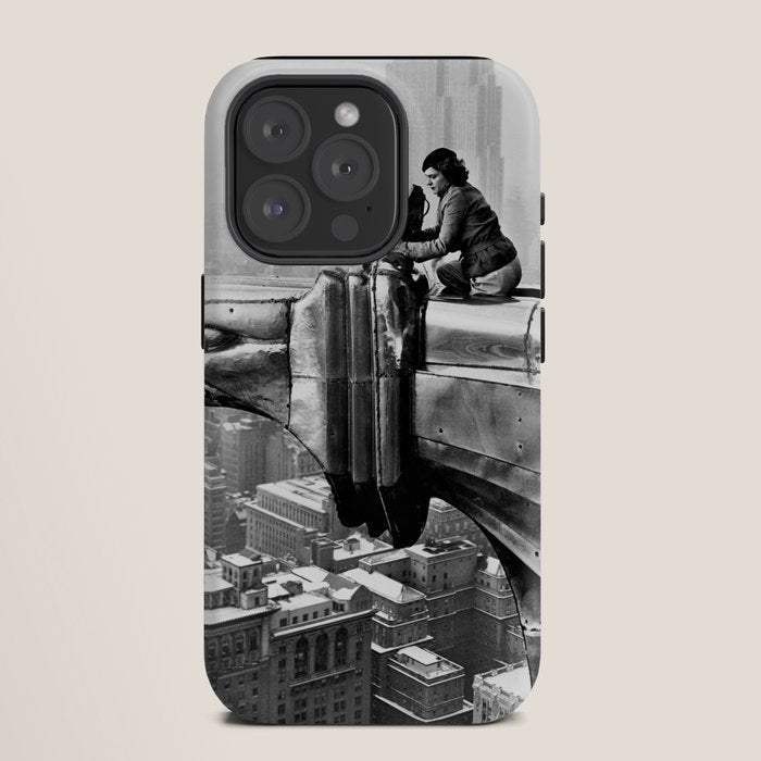 1930 Margaret Bourke-White atop of the world New York City skyline black and white photograph iPhone Case