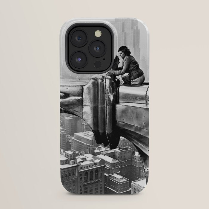 1930 Margaret Bourke-White atop of the world New York City skyline black and white photograph iPhone Case