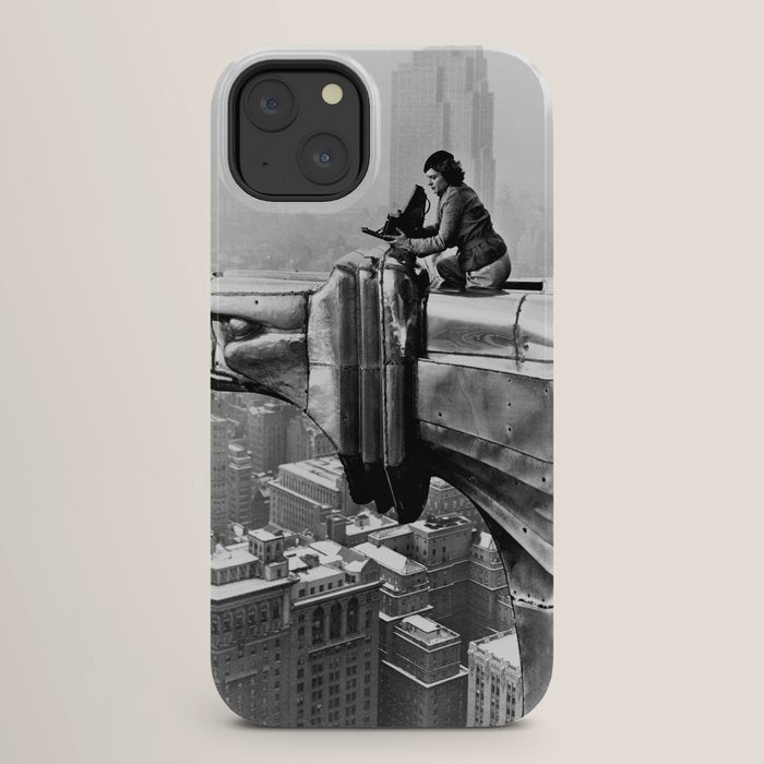 1930 Margaret Bourke-White atop of the world New York City skyline black and white photograph iPhone Case