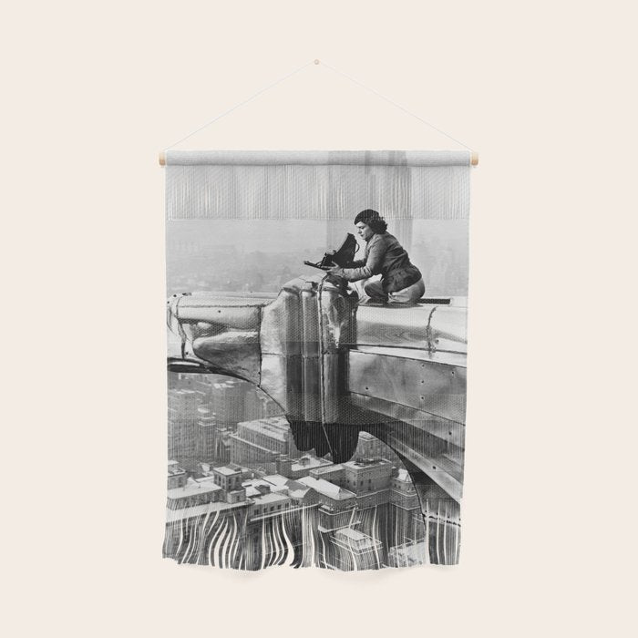 1930 Margaret Bourke-White atop of the world New York City skyline black and white photograph Wall Hanging