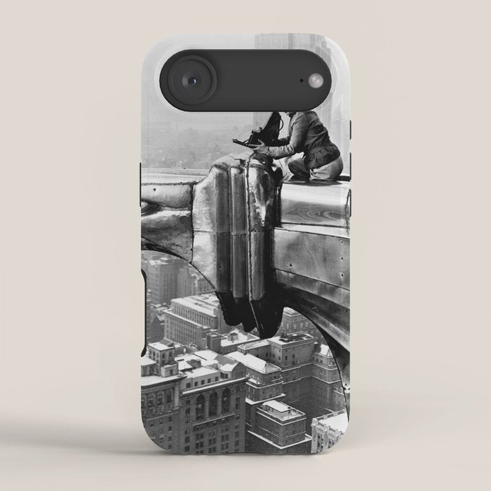 1930 Margaret Bourke-White atop of the world New York City skyline black and white photograph iPhone Case