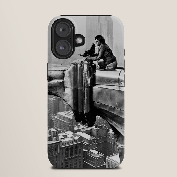 1930 Margaret Bourke-White atop of the world New York City skyline black and white photograph iPhone Case