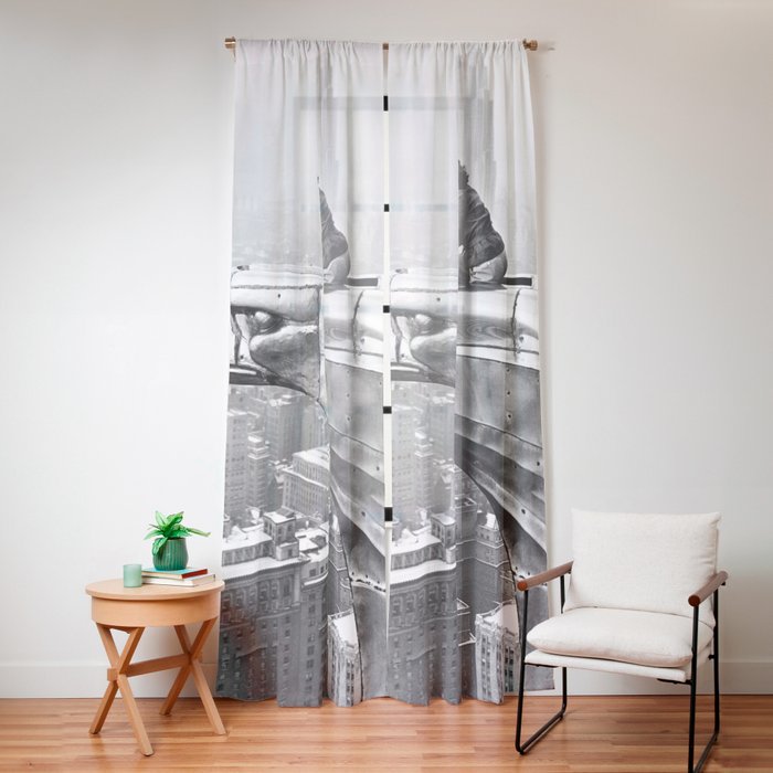 1930 Margaret Bourke-White atop of the world New York City skyline black and white photograph Window Curtain