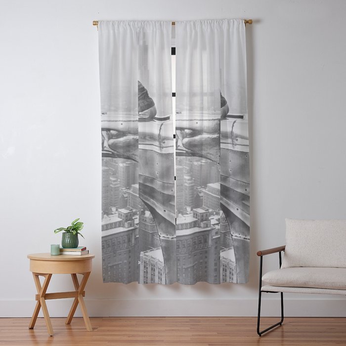 1930 Margaret Bourke-White atop of the world New York City skyline black and white photograph Window Curtain