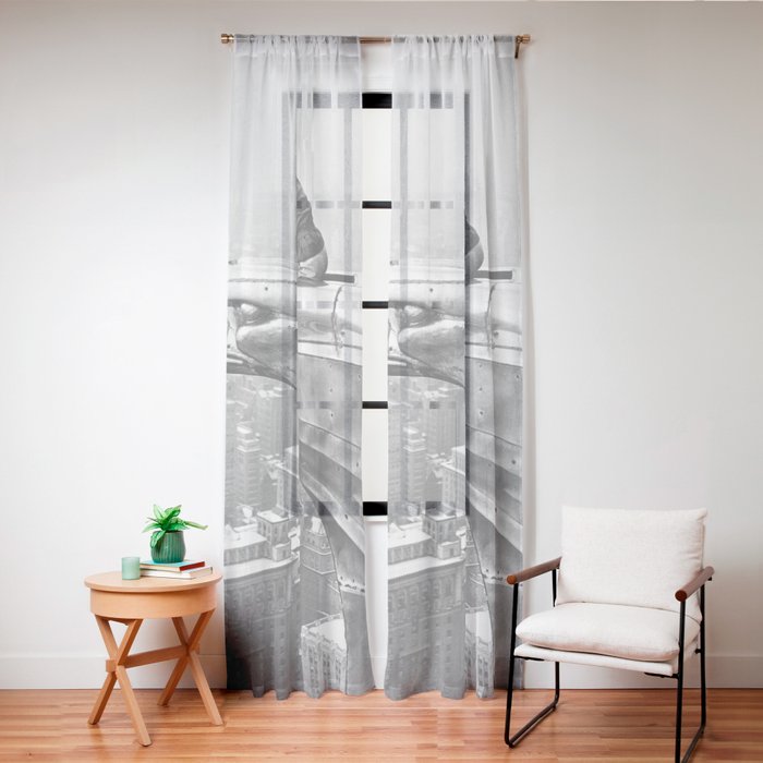 1930 Margaret Bourke-White atop of the world New York City skyline black and white photograph Window Curtain